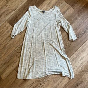 Hilary Radley French Terry 3/4 Sleeve Dress Heathered Cream